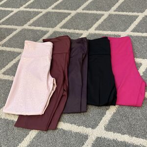 Zyia Active Lot Of 5 Leggings Womens 6-8 Purple, Pink(2), Black, & Burgundy